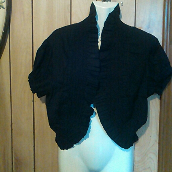 last kiss Sweaters - Last Kiss black ruffle shrug